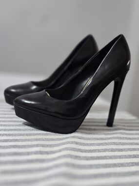 Zara Dark Brwon Patent Platform Stiletto Heels